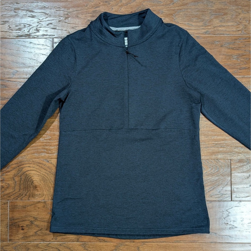 Prana Mens‎ Quarter Zip Pullover Heather Gray Thumbhole Back Pocket Size M 17x24 - Picture 2 of 9